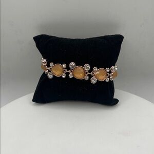 Peach and Rose Gold Bracelet with Crystal Accents 6” - 7” 6 inches to 7 inches